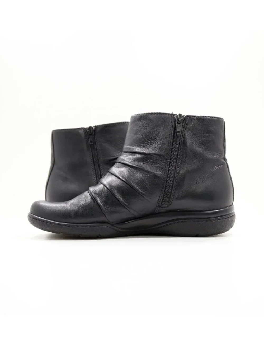 Clarks Kearns Blush Black Leather Flat Ankle Boots - Women's 7